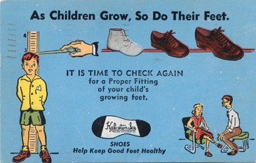 Featured is a 1950's promotional postcard for kids shoes, specifically Kali-sten-iks shoes.  The original postcard is for sale in The unltd.com Store.
